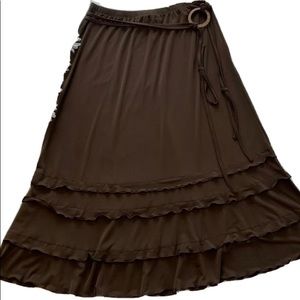 ⚡️ Vintage Brown Ruffle Skirt